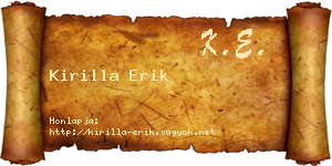 Kirilla Erik névjegykártya
